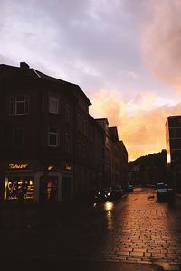 View of city against sky during sunset