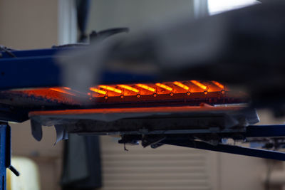 Close-up of orange on barbecue grill