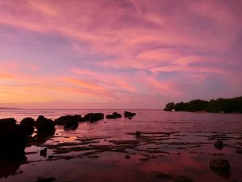 Scenic view of sea against sky at sunset