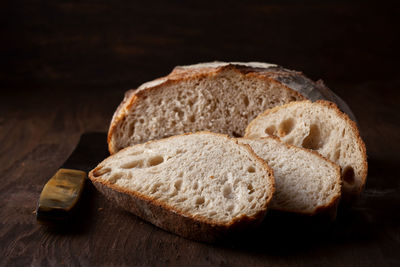 Close-up of bread on cutting board