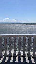 Scenic view of sea against blue sky