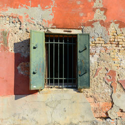 Closed door of old house