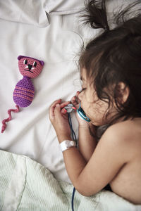 Girl sleeping in hospital