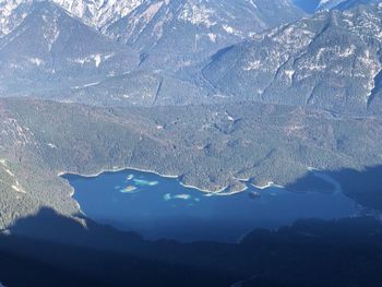 Aerial view of snowcapped mountains