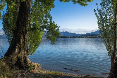 Scenic view of lake against sky