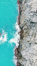 High angle view of rocks on beach