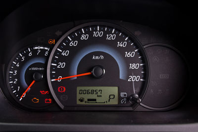 Close-up of vintage car dashboard