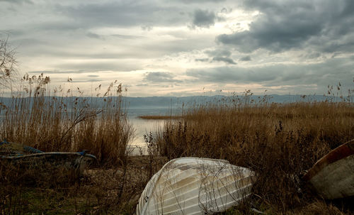 Scenic view of lake against sky