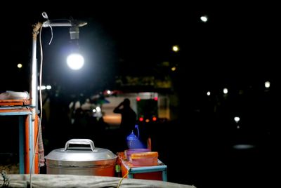 Illuminated street lights at night