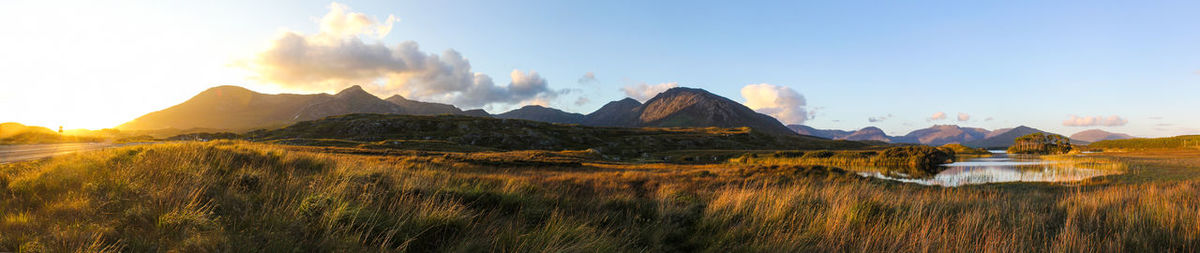 Panoramic view of landscape and mountains against sky