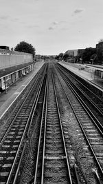 Railroad station platform against sky