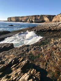 Scenic view of sea against clear sky