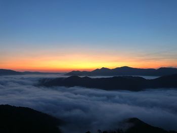 Scenic view of dramatic sky during sunset