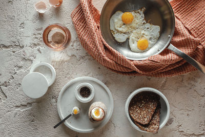 High angle view of food on table