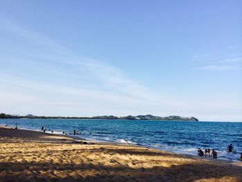 Scenic view of sea against blue sky