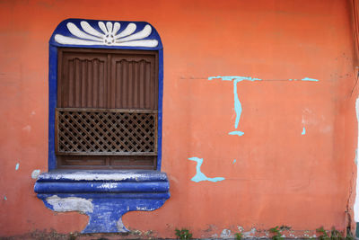 Low angle view of closed door