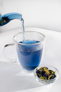 Close-up of tea served on table