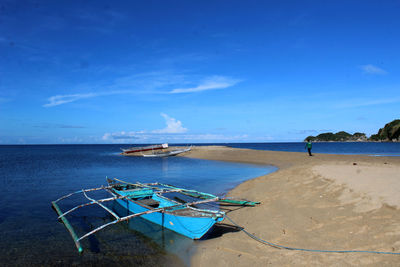 Scenic view of sea against blue sky