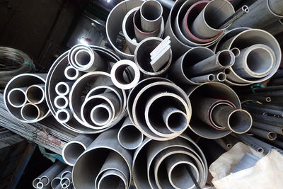 Stack of pipes in factory