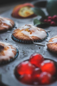 Close-up of cookies in plate