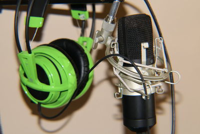 Close-up of headset and microphone 