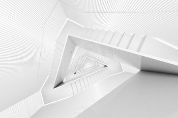 Directly above shot of white spiral staircase in building