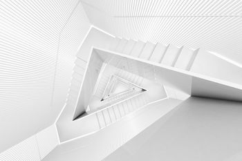 Directly above shot of white spiral staircase in building