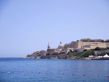 Scenic view of sea against clear sky