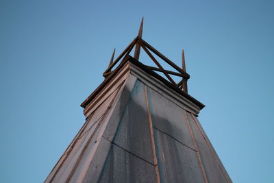 Low angle view of building against clear blue sky