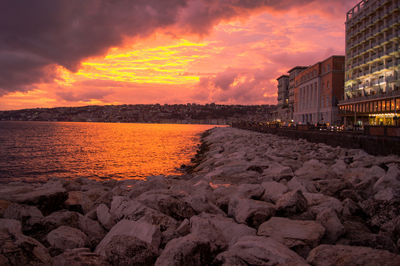 Scenic view of beach at night