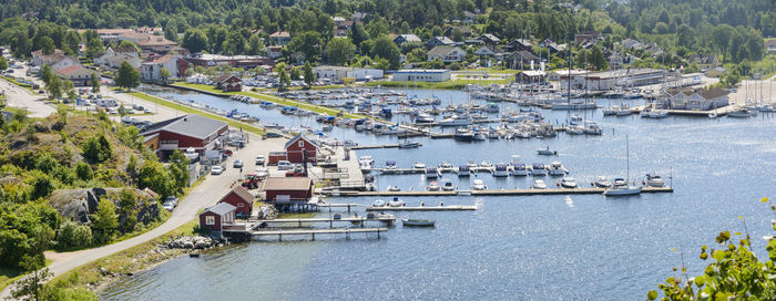 High angle view of marina