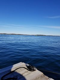 Scenic view of lake against blue sky