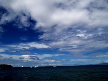 View of calm sea against cloudy sky