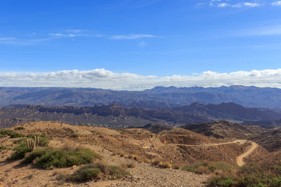 Scenic view of arid landscape against sky