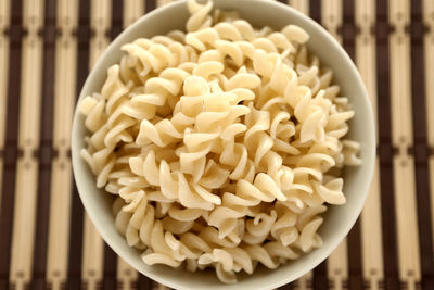 Directly above shot of rice in bowl on table