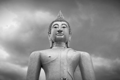 Low angle view of statue against sky