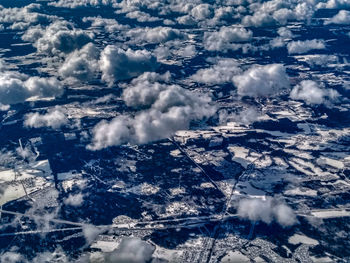 Aerial view of clouds during winter