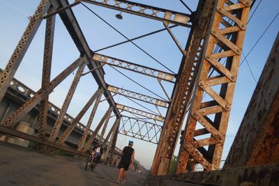 Low angle view of suspension bridge