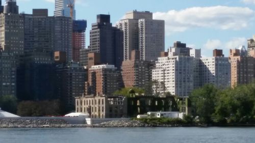 City skyline with river in background