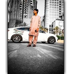 Man standing on road in city