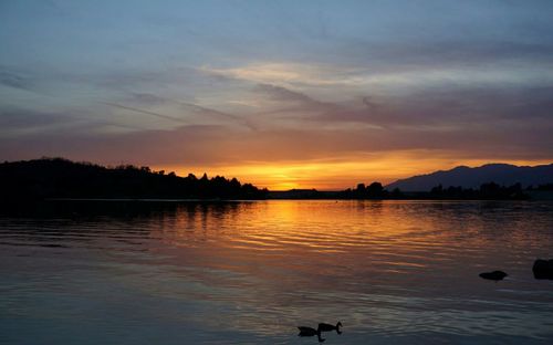 View of lake at sunset