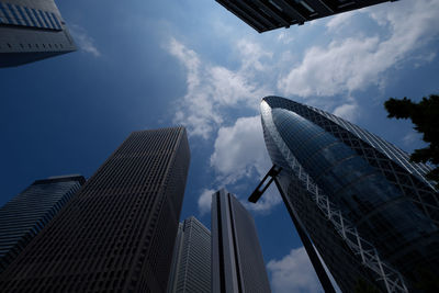 Low angle view of skyscrapers against sky