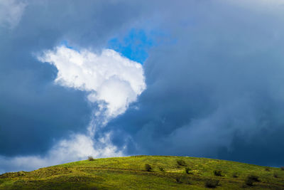Low angle view of hill against sky