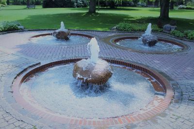 High angle view of fountain in swimming pool