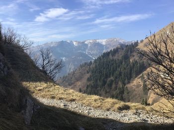 Panoramic view of landscape and mountains against sky