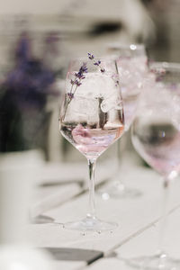 Close-up of wine glass on table