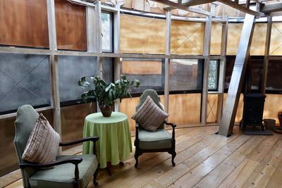 Empty chairs and table at home