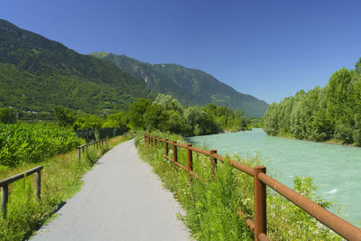 Scenic view of mountains against clear sky