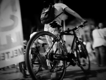 Close-up of bicycle on street