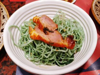 High angle view of salad in bowl